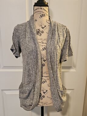 HeartSoul Heather Gray Short Sleeve Open Front Cardigan